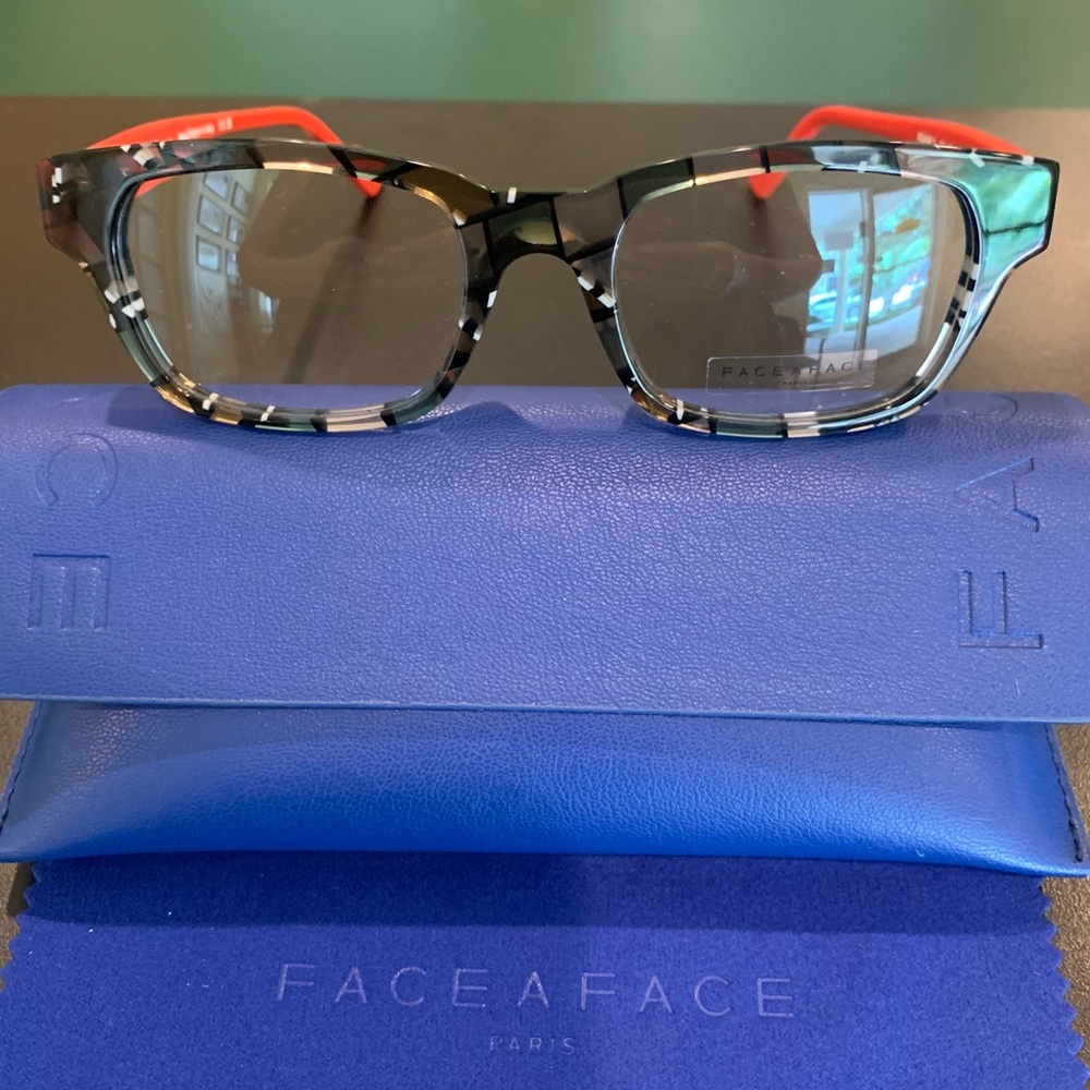 Face A Face FRANK 1 Col 0643 Mosaic & Red 51mm Square Eyeglasses